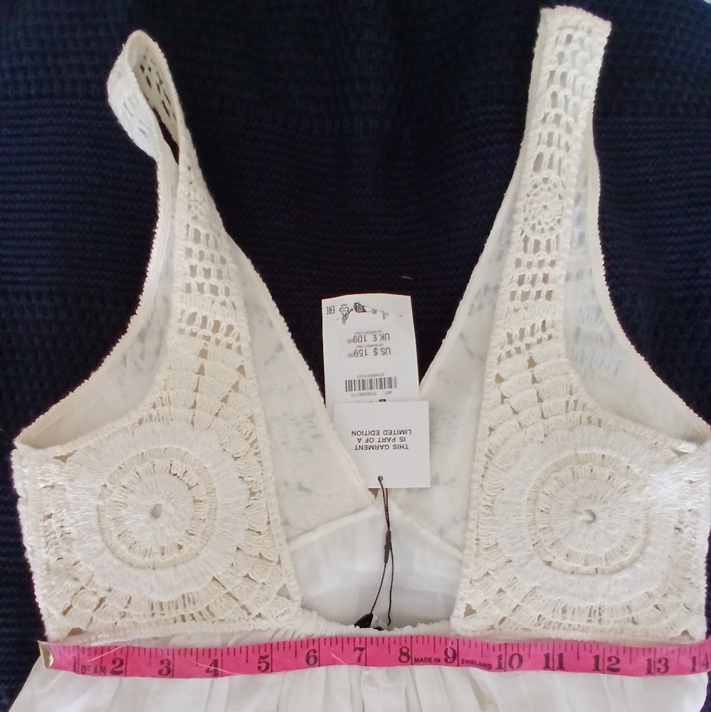 Nwt. Ltd Ed. Elegant Boho Cream/off White Lined Maxi Embroidery & Crochet Dress - Picture 3 of 16
